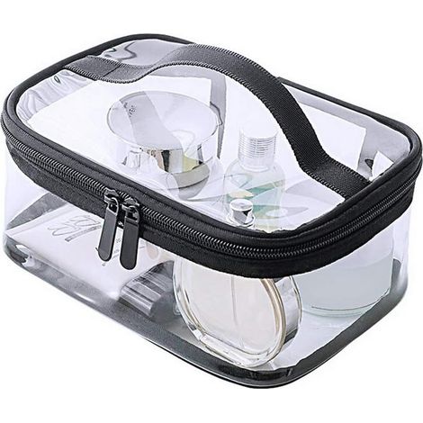 Trousse à cosmétiques étanche transparente portable (noir) (1/2)