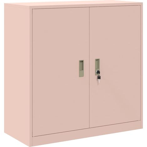 Armadio portaoggetti moderno e versatile 90 x 40 x 90 cm ante chiudibili a chiave stile industriale in acciaio rosa 020054816
