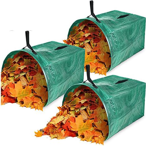 Sacs à feuilles de pelouse de jardin, sac de déchets de jardin, sac de nettoyage de jardin, sac de nettoyage robuste, conteneur de bache, fourre-tout de jardinage réutilisable,7552CM,Avec p (1/4)
