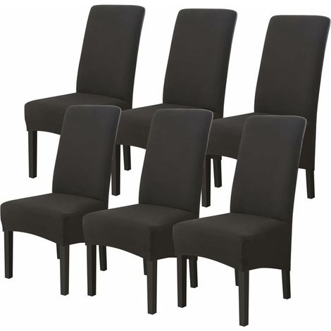 Housses de Chaises 6 pièces Grand Taille Noir,Housses pour Chaises de Salle a Manger Universelle, Couverture Couvre de Chaise Salon Moderne pour Mariage Reunion (1/4)