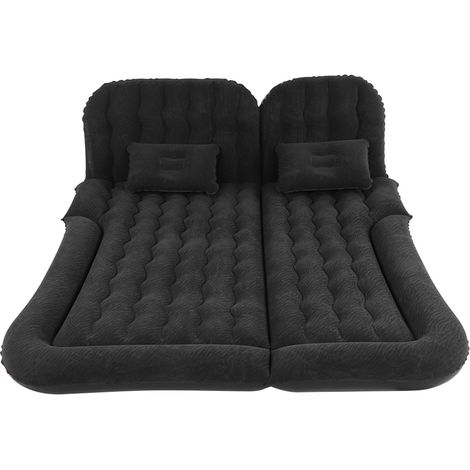 Tapis de sol gonflable 2-en-1 multifonction pour voiture et SUV, coussin de repos en PVC floqué doux, matelas de voyage portable, noir (1/5)