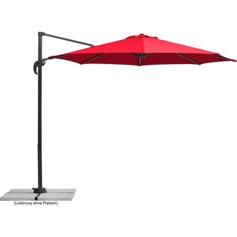 Parasol Rhodos Junior - Rouge - Rond - 300 cm - 760-77 cm - Armature en aluminium/acier - Toile en polyester - 17,2 kg (1/5)