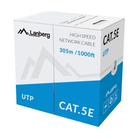 BOBINA CAT.5E LANBERG UTP RJ45 SOLIDO CCA AWG24 305M AZUL