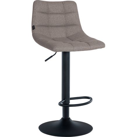 Sgabello da bar moderno x1 in tessuto trapuntato grigio con base a tromba in metallo nero 100005854