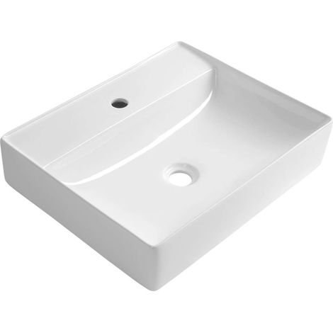 Aqualine Callis - Aufsatzwaschbecken 52x42 cm, ohne Überlauf, Hahnloch, weiß NP372 (1/5)