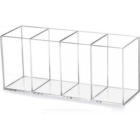 Organizador de brochas de maquillaje, 4 compartimentos, portalápices transparente para brochas, Acrílico, Transparente, 22,5 x 7,6 x 9,7 cm (1/5)