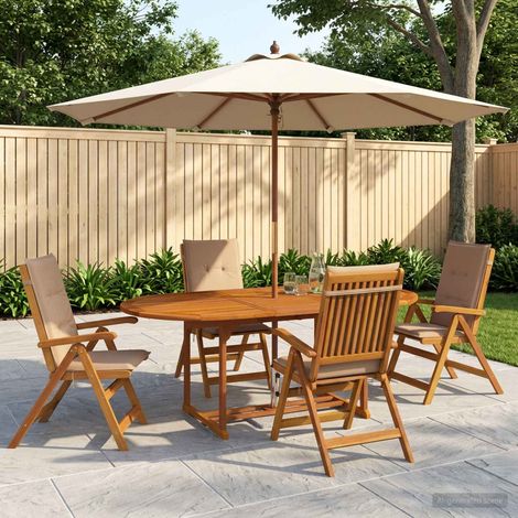 vidaXL Juego de comedor de jardín de 5 piezas Natural (1/5)