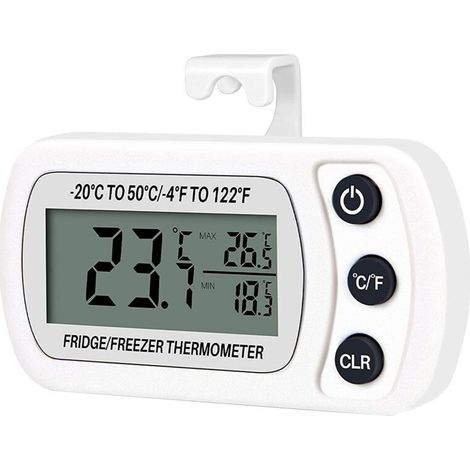 Thermomètre de Réfrigérateur Thermomètre de Pièce de Congélateur Numérique Etanche,-20 ℃ à 50 ℃ (-4℉ à 122℉) avec Grand Ecran LCD
