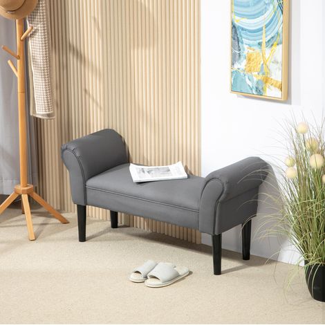Panca imbottita 102 x 36 x 51 cm, fino a 130 kg, MDF e piedi in legno, grigio scuro DESVIAE (1/5)