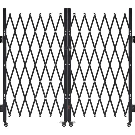 VEVOR Cancello di Sicurezza Pieghevole Doppio 3200 x 1605 mm Cancello a Forbice Bloccabile in Acciaio per Esterni, con Ruote Girevoli a 360° per Sicurezza di Ingressi, Garage, Magazzini e Piscine