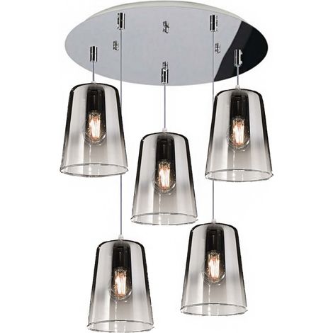 Sospensione top light shaded 1164cr s5 t e27 led vetro colorato lampada soffitto moderna, colore cromo