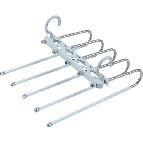 Porte-pantalons multifonctionnel, gain de place, structure robuste, utilisation horizontale ou verticale-anti slip gray white (1/5)