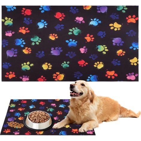 Tapis de gamelle pour chien et chat, plateau d'alimentation convient aux chats, facile à nettoyer, tapis de nourriture pour chien 50 x 30 cm (1/5)