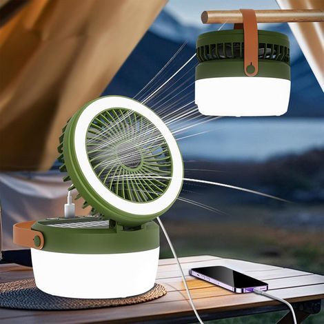 Robofun Solar LED Camping Lamp - Dimmable Camping Lanterns - With Fan - 4 Lighting Modes - 3 Wind Speeds - For Camping, Adventure, Fishing, Emergency Equipment (1/5)