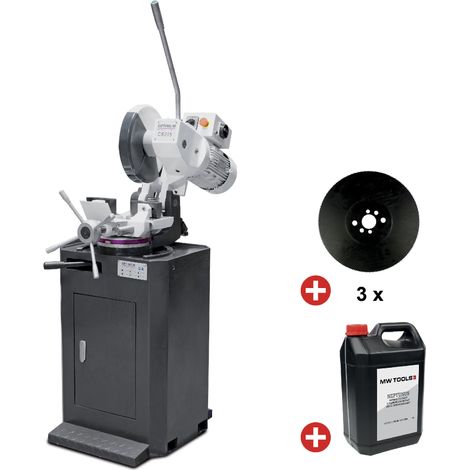 Pack Tronçonneuse métal acier inox 0,75/1,5 kW 400 V 3 lames circulaires ø315 mm 19/38 tr/min avec pompe + socle et 5L liquide de refroidissement Optisaw CS315 PACK (1/4)