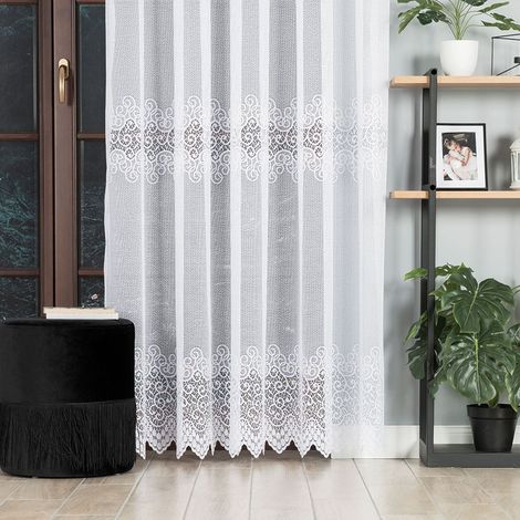 VIOLETTA - Rideau jacquard prêt-à-poser à bas droit - 200x250 cm - blanc (1/4)