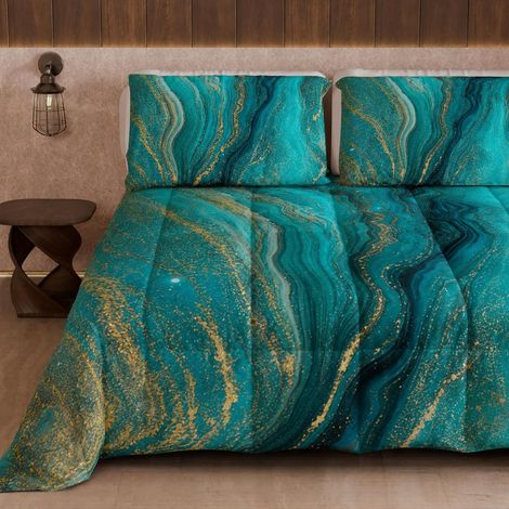 Couette Chaude imprimée 220 × 260 cm, Marbre Vert (1/5)