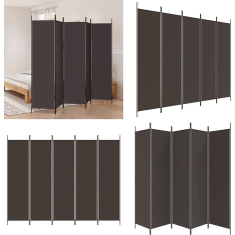 5-tlg. Paravent Braun 250x200 cm Stoff - Paravent - Raumteiler - Trennwandsystem - Wohnraumgestaltung - Möbeldeko - Home & Living (1/5)