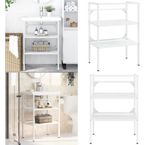 Badezimmer Waschtischgestell Weiß 59x38x83 cm Eisen - Badezimmermöbel - Waschtischgestell - Eisenregal - Unterwäscheaufbewahrung - Aufbewahrungsregale - Home & Living (1/5)