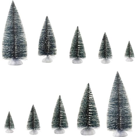 Weihnachtsdorf-Zubehörset, 2 Sets mit je 5 Weihnachtsbäumen in verschiedenen Größen