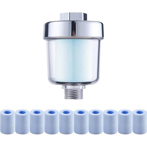 Filtre de douche avec 10 filtres bleus remplaçables,Filtre anti calcaire douche pour robinets ou douche,Filtration efficace des Impuretés dans L'eau (1/5)
