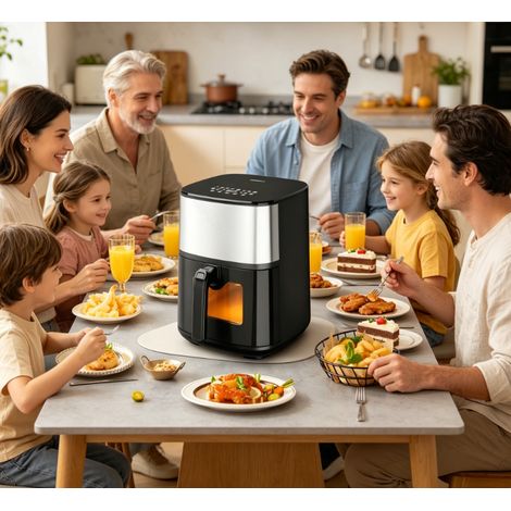 Friteuse sans huile Aigostar 2000W 8L, panneau en acier inoxydable, commande tactile intelligente, grande capacité, friteuse électrique multifonction, cuisson saine et pratique pour usage domestique (1/2)