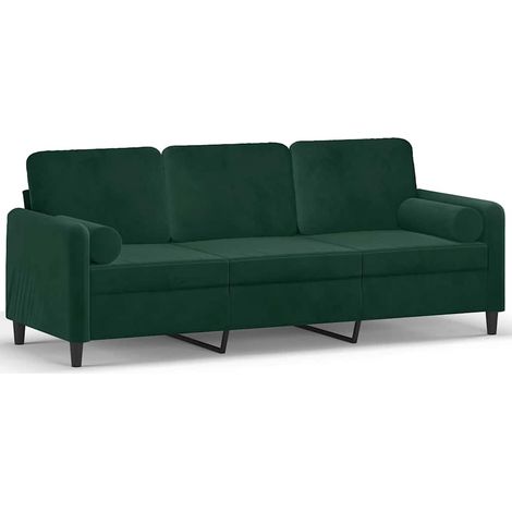 Maison Exclusive - Divano a 3 Posti con Cuscini Verde Scuro 180 cm in Velluto