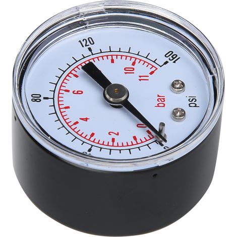 Manomètre mécanique pour air, huile et eau, raccord de retour 1/8" BSPT (0-160 psi 0-11 bar) (1/5)