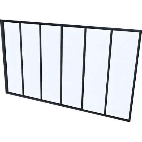 Vetrata stile industriale 180 x 130 cm (L x H) in alluminio termolaccato nero - BAYVIEW