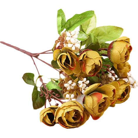 Fleur De Camélia Artificielle En Soie Pour Décoration Mariage Maison Et Événements - Lot De 1 Tige Couleur Café (1/2)