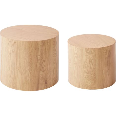 Set of 2 Coffee Tables MANTI Light Brown