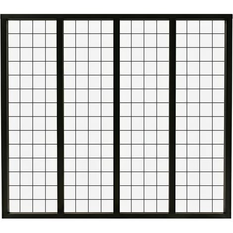 Verrière atelier intérieure aluminium noir 4 vitrages 135 x 117 cm - Décor géométrique - Damier - noir et transparent - Verre trempé (1/5)