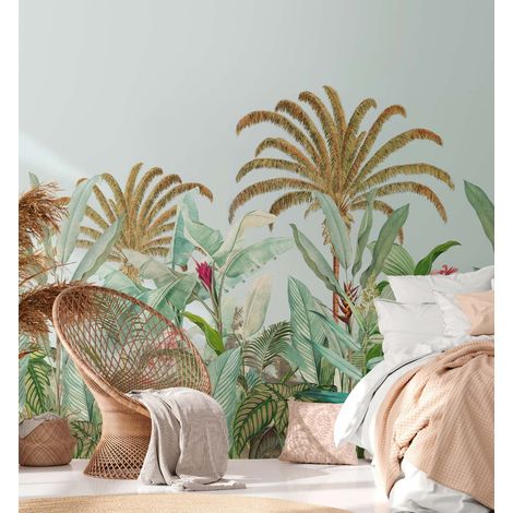 A.S. Creation Fototapete Livingwalls The Wall II 392311 Ein Motiv pro Rolle 2.80 x 2.65 m Dschungel Blau (1/3)