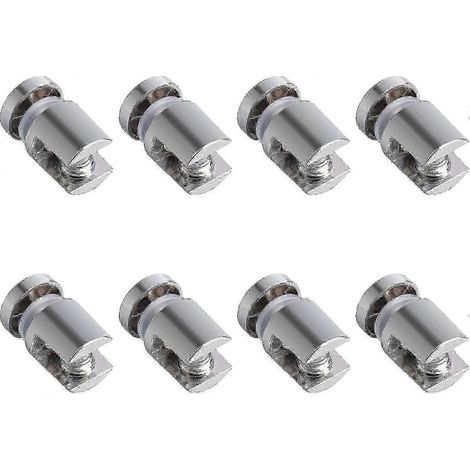 Supports de verrière en verre simples, 8 pièces - pinces réglables chromées en alliage de zinc (1/5)