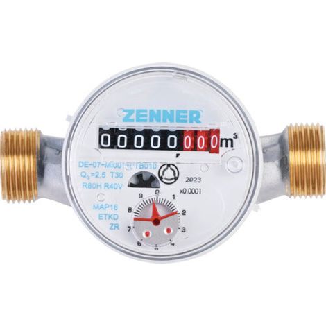 [NEUWERTIG] B-Ware Zenner Wohnungswasserzähler ½" ETKD-M Q3=2,5 für Kaltwasser 80 mm Aufputz (1/2)