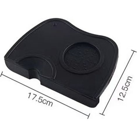 Tapis de tasseur à café en silicone alimentaire inodore à double rainure, noir, taille M (17,5 x 12,5 x 0,6 po / 6,9 x 4,9 x 0,24 po) (1/5)