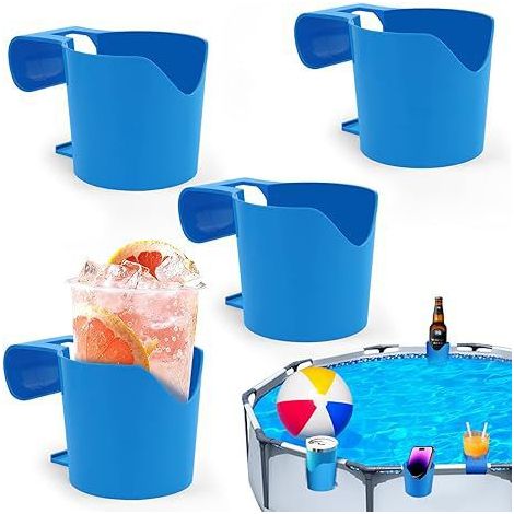 Porte Boisson, Porte-Gobelet pour Piscine, 4Pcs Porte-Canette en Plastique, Porte-Bouteille, Convient à la plupart des (1/5)