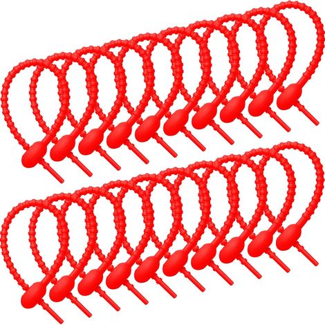 Packung mit 20 Silikon-Zip-Lock-Beutelverschlüssen, Kabelbindern, 20 cm wiederverwendbarer, gedrehter Kordel, Universalbinder, Silikonkordel, Haushalts-Schlangenbinder zum Verschließen von Plastiktüte
