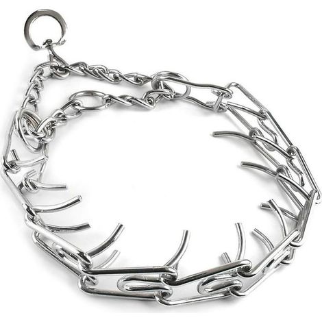 Collier de dressage pour chien réglable 45/50/55/60 cm, chaîne en acier, accessoire pour animaux de compagnie, étrangleur à pointes. (1/4)
