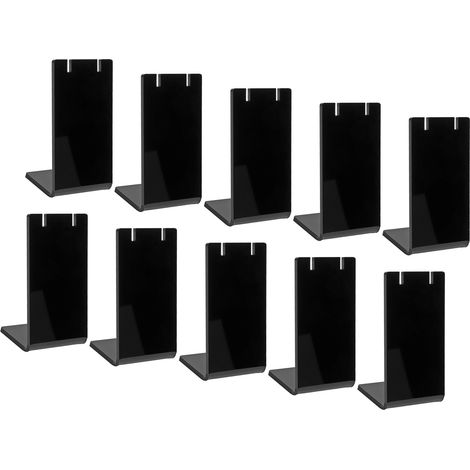 Lot de 10 présentoirs à boucles d'oreilles en acrylique noir, pour ranger et organiser vos bijoux. (1/5)