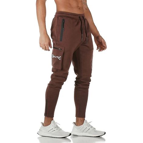 Pantalon cargo de sport européen/américain pour homme, camouflage, idéal pour le fitness, la course et l'entraînement. Fermeture éclair tendance - XXL - rouge bordeaux 1 (1/5)