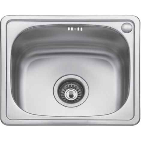 Évier 1 bac en acier inoxydable BE avec bonde et siphon 44x38 cm (1/2)