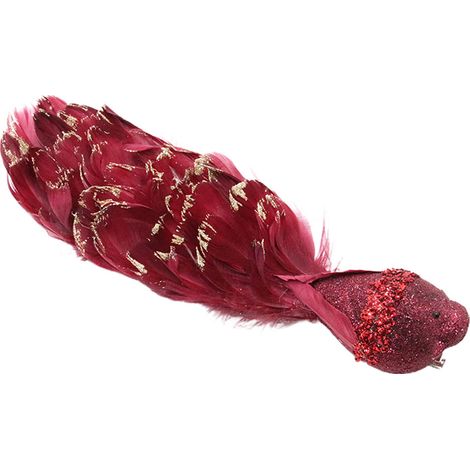 Niedliche Vogelfederdekoration für Partys, handgefertigter Vogelfederschmuck für Zuhause, Hochzeitsgeschenk, dunkelrot (1/3)
