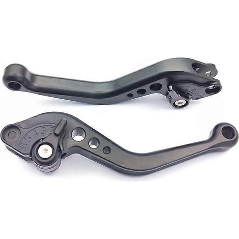 Modification pour véhicule électrique de moto : poignée courte en alliage d'aluminium réglable avec frein, démarreur, embrayage et klaxon (entièrement noire). (1/5)