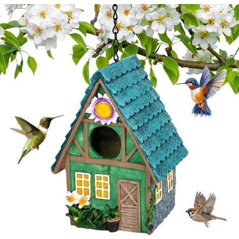 Vogelhaus zum Aufhängen, wetterfest, mit Kette, für kleine Singvögel