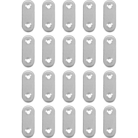 Plaques de fixation droites plates en acier inoxydable, 40 mm, lot de 20 (1/5)