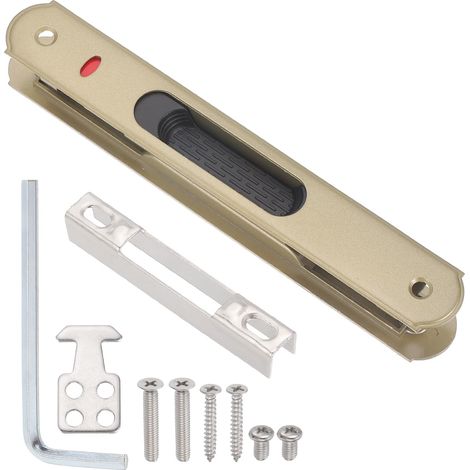 Verrou de porte coulissante double face (convient pour 2,5 à 2,8 cm d'épaisseur, doré), serrure de porte (1/5)