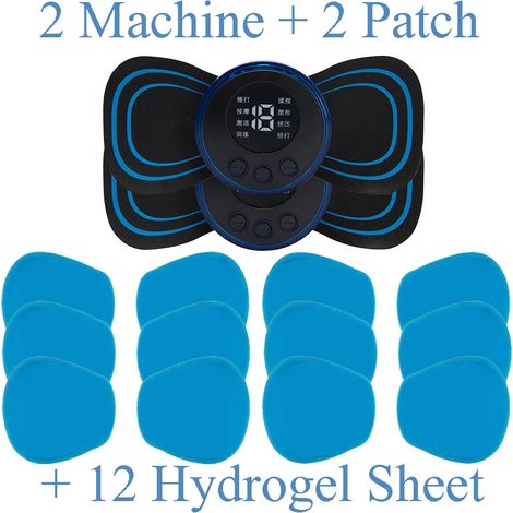 Mini-EMS-Nackenmassagegerät mit elektrischen Impulsen, LCD-Bildschirm und 8 Modi. Nackenmassagepflaster, Gerät zur Linderung von Muskelschmerzen, tragbares Körpermassagegerät  01111-AquaForge