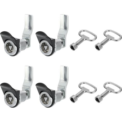 Triangle Serrure à came 1-1/4" Chrome Plaqué 4 Pcs avec Petit Clés (1/5)