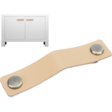 Luxuriöse, stoßdämpfende Griffe aus echtem Leder, moderne und minimalistische verdeckte Griffe für Schranktüren, Schubladen, Schränke und Kleiderschränke, hellbraun. (1/5)